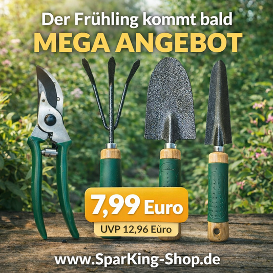 Wenco Gartenwerkzeug Set 4-teilig – Rosenschere, Pflanzkelle, Blumenkelle & Handkultivator – Profi Garten Zubehör