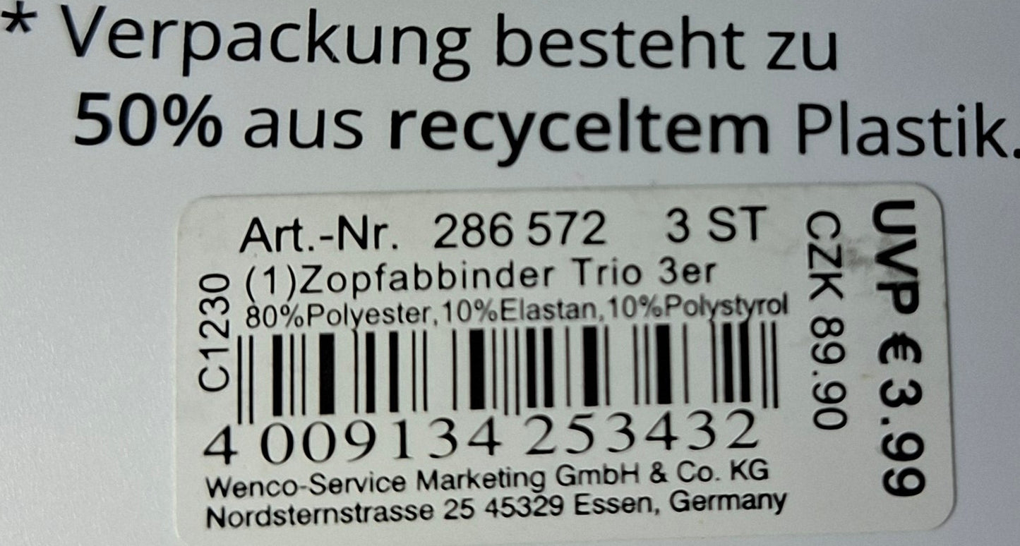 Mibella Zopfabbinder 3er Set "Trio" geflochten - Original Neuware