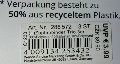 Mibella Zopfabbinder 3er Set "Trio" geflochten - Original Neuware