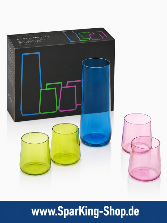 Krosno Gläserset mit Karaffe – 5-teiliges Design-Set aus Farbglas