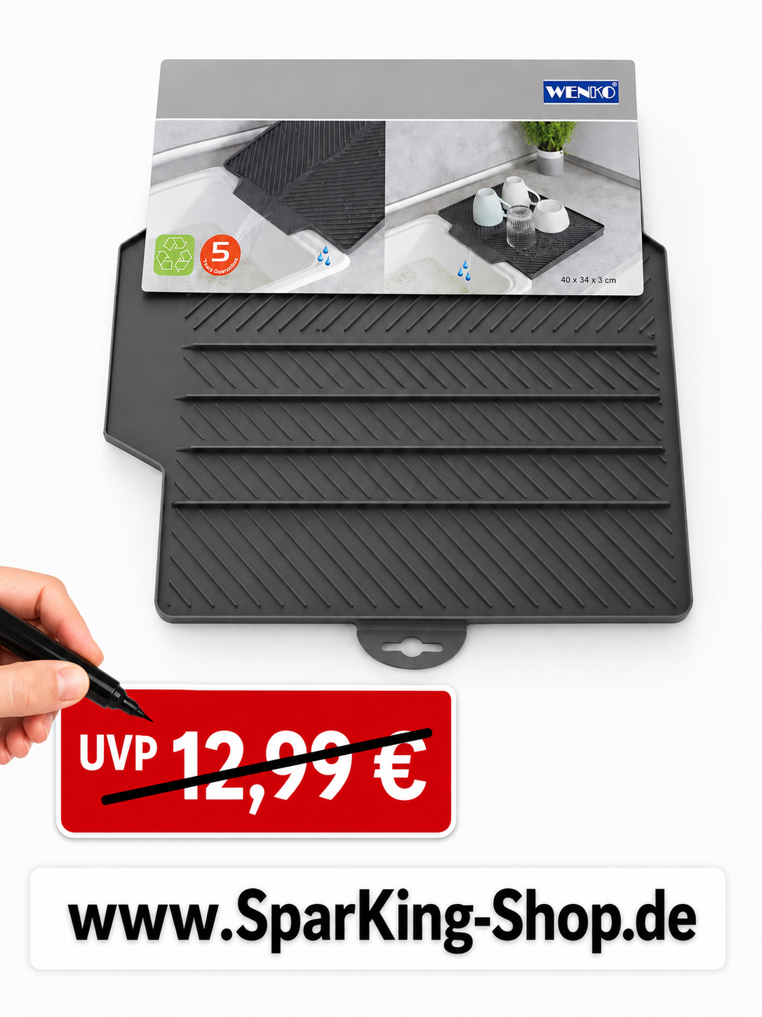 Wenko Abtropfmatte „Nelia Maxi“ – Praktisch, modern & stilvoll