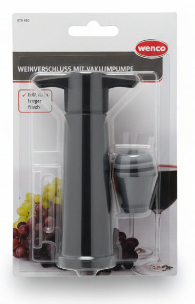 Wenco Weinverschluss mit Vakuumpumpe – Frischer Wein bis zum letzten Glas | Original Neuware