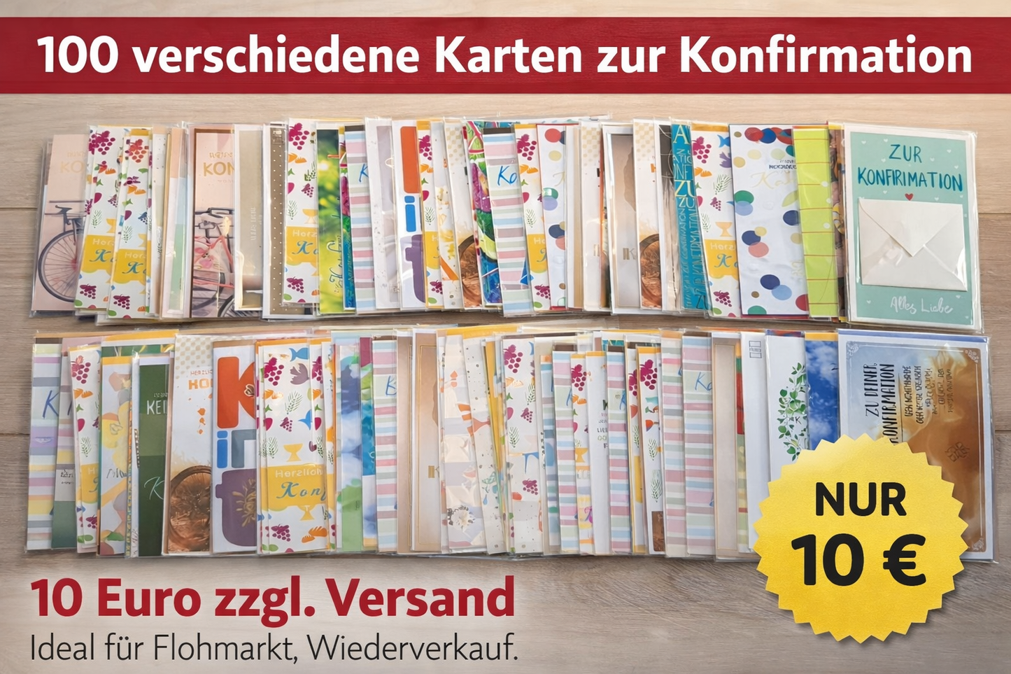 100 Konfirmationskarten – verschiedene Motive – Konvolut | ideal für Wiederverkauf & Flohmarkt