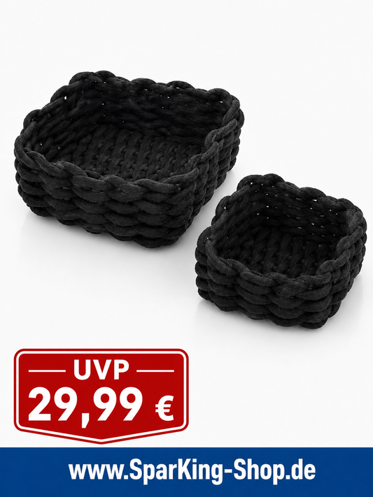 Schöner Wohnen Körbchen Set – 2-teilig aus 100% Baumwolle in Schwarz