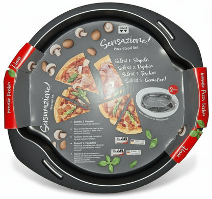 Sensazione! Pizza-Stapel-Set – 2-teilig, perforiertes Blech für extra knusprigen Boden 🍕