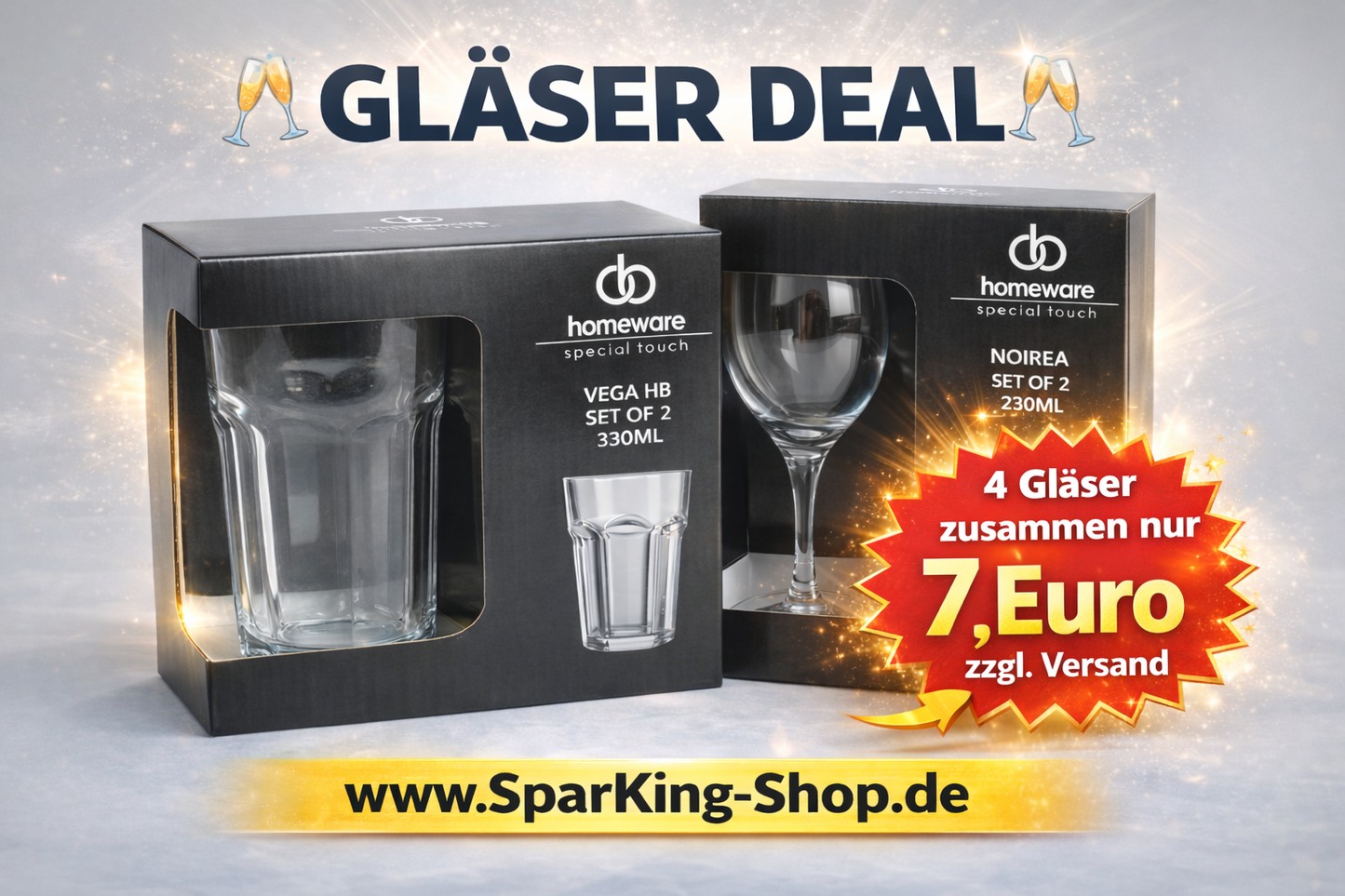 🥂 Gläser Deal – 4 Gläser zum Vorteilspreis