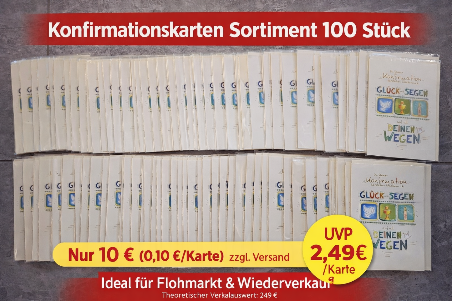 Konfirmationskarten 100 Stück sortenrein – Großhandel Konvolut – nur 0,10 € pro Karte – ideal für Wiederverkauf & Flohmarkt