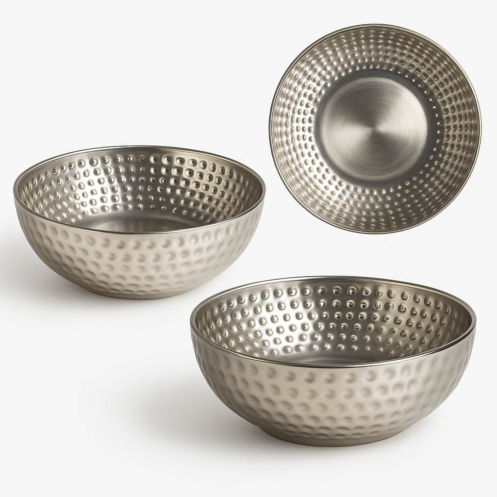 Hochwertiges Edelstahl-Set – Obstschale & Platzteller für stilvolles Servieren