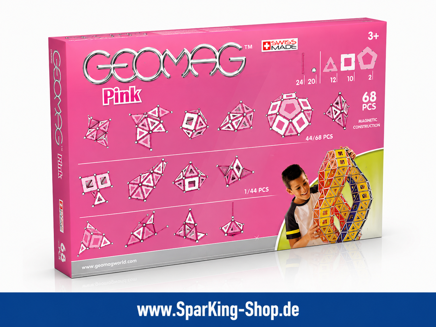 GEOMAG Pink Magnetspielset – 68 Teile
