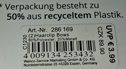 Mibella Haarclip 2er Set "Bows" - Original Neuware